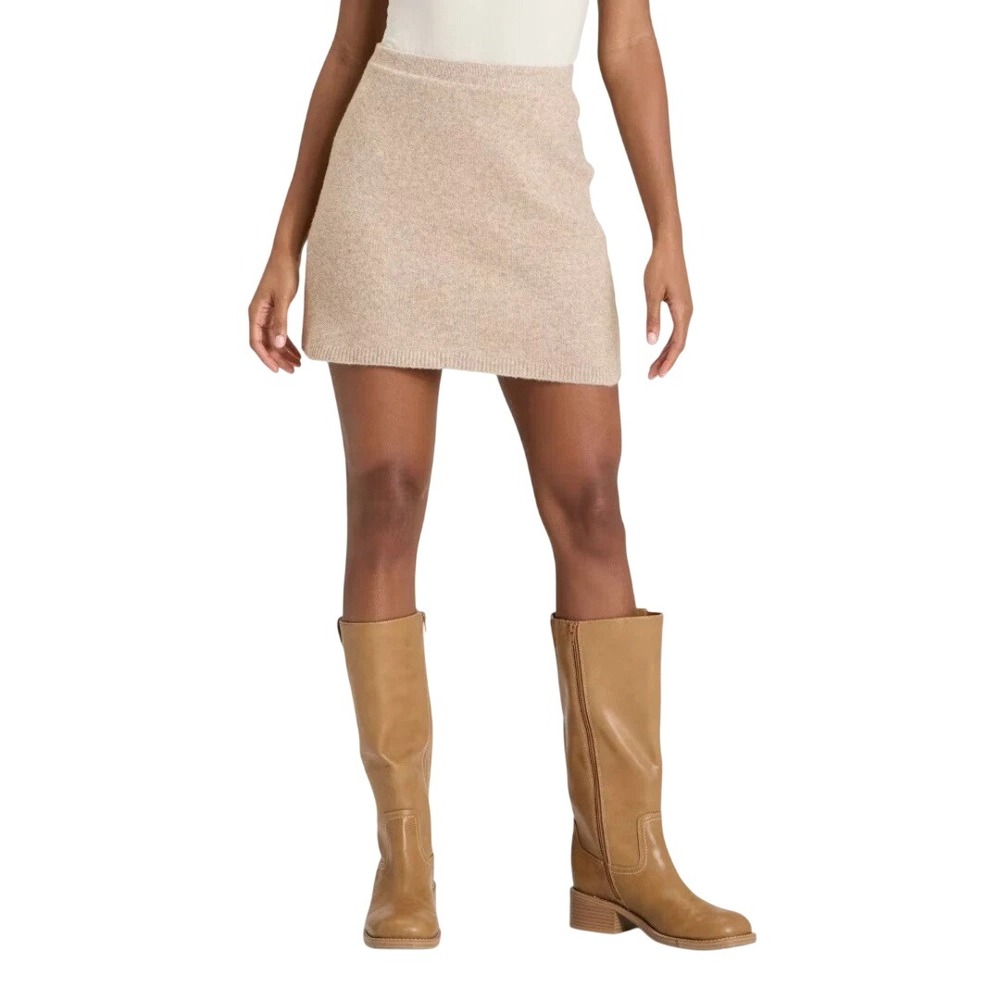 Universal Thread Women's Tan Heathered Knit Sweater Mini Skirt Size XS